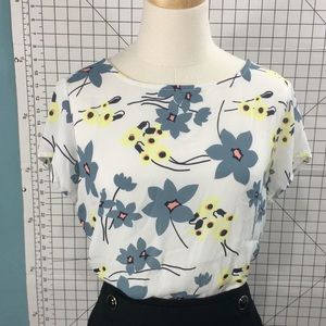 Ann Taylor Factory Floral Blouse M Cinch Front